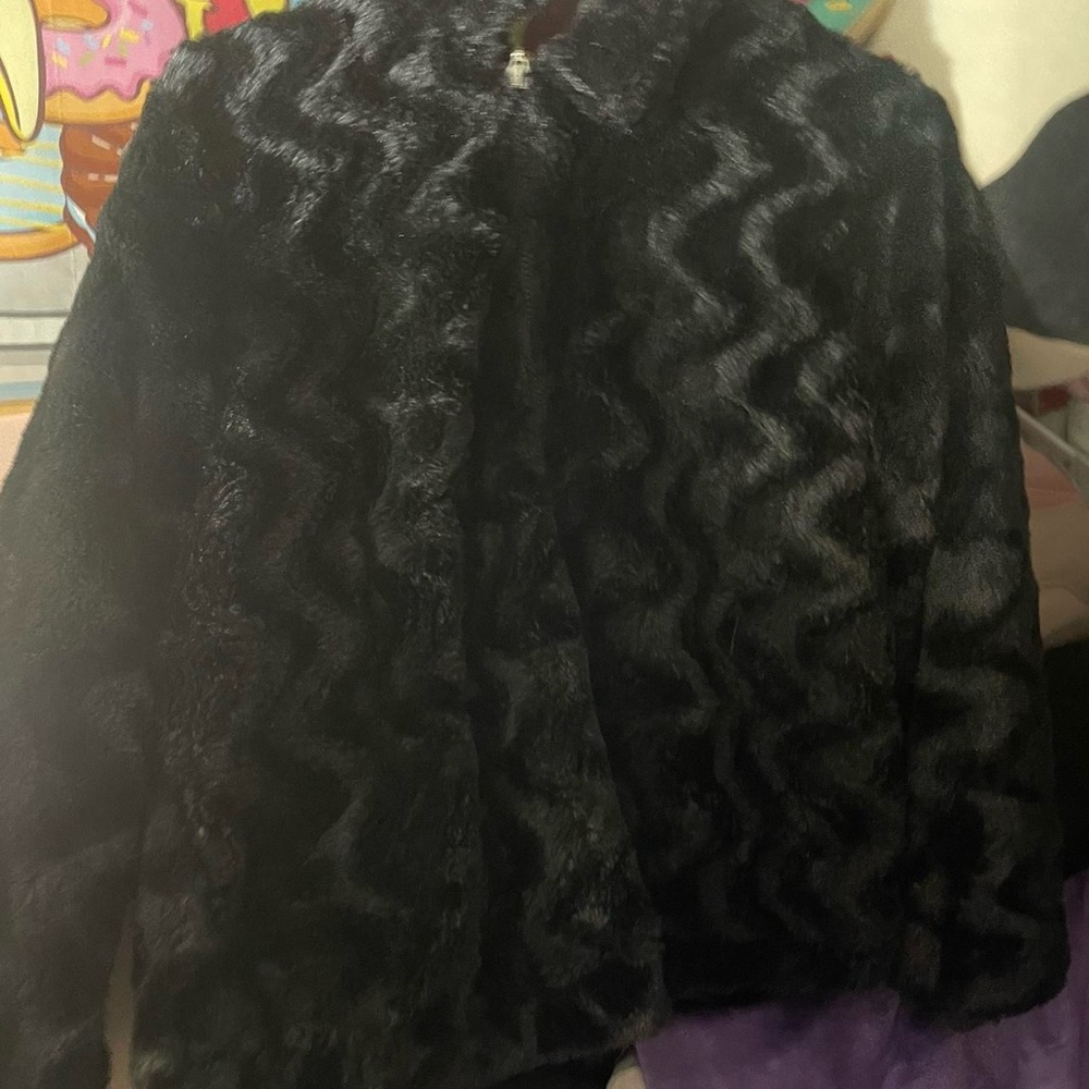 Black faux fur winter coat